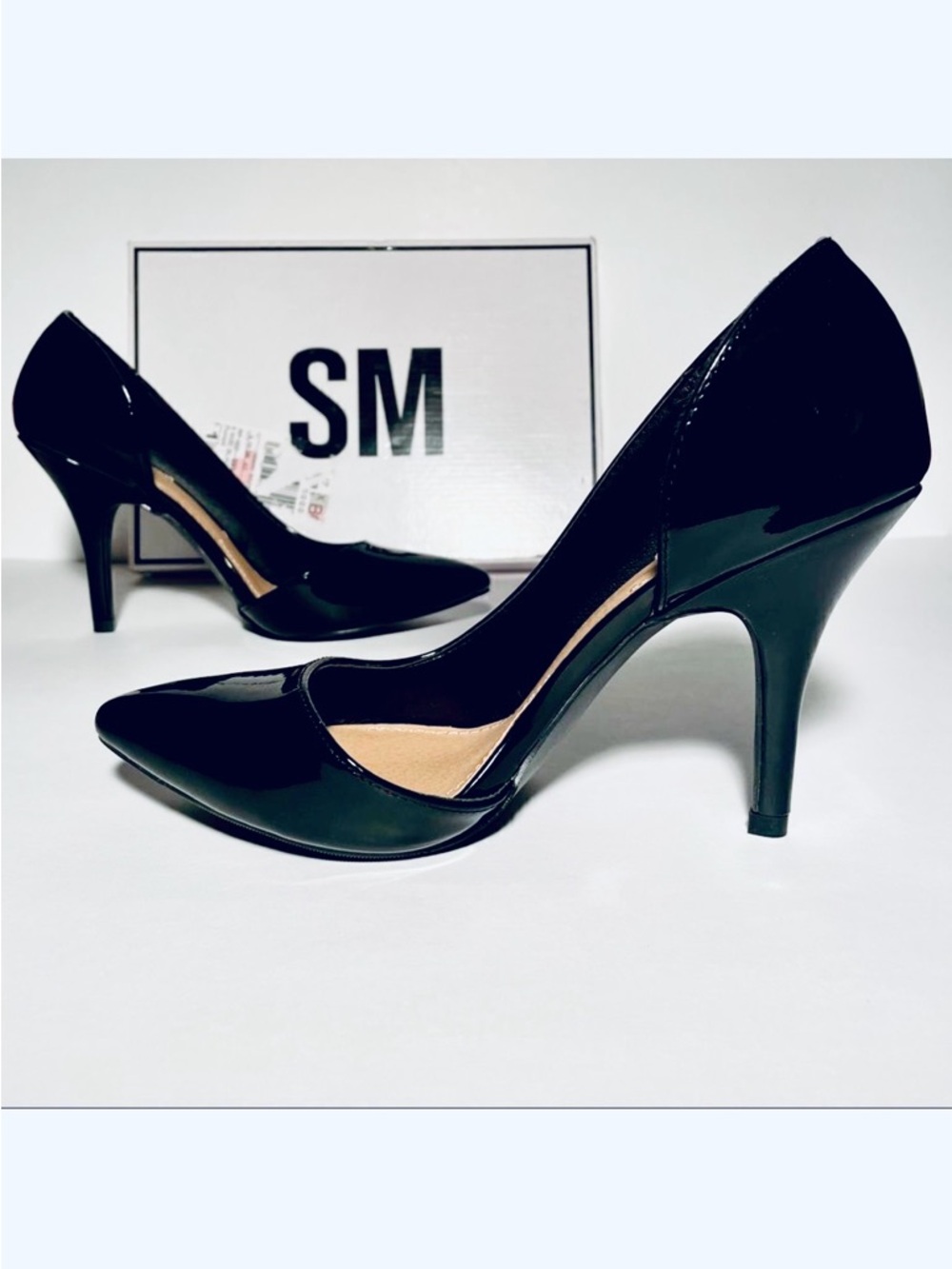 New SM 8 Black Patent Leather Sexy Pumps
